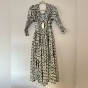 Doen Meribel Creme Fleurs d’Avignon Liberty Floral- Midi Puff Sleeve Dress